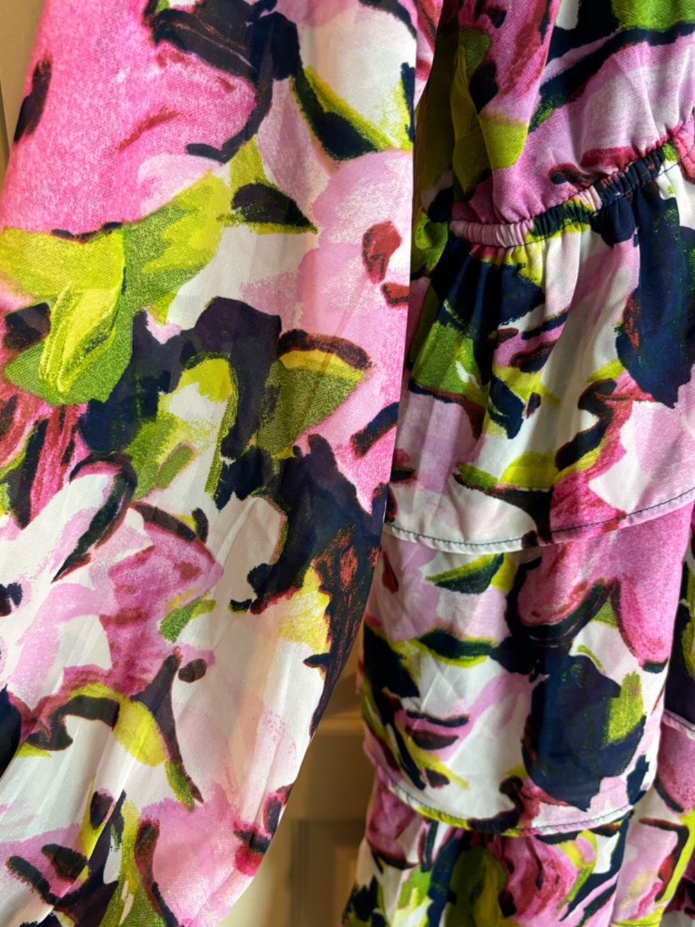 Abercrombie & Fitch Floral Print Tiered Mini Dress Long Sleeve Size XL Tall NWT - Picture 11 of 15